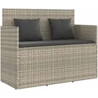 The Living Store Banc de jardin avec coussins gris clair Poly rotin