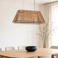 LumenXL Suspension Selara dimmable à 3 étapes avec abat-jour tressé naturel