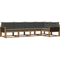 vidaXL Ensemble de canapés d'extérieur , 5 pièces, couleur nature et anthracite