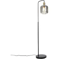 QAZQA Lampadaire design noir avec verre doré et fumé - Zuzanna