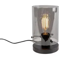 QAZQA Lampe de table design noire avec verre fumé - Dome