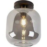 QAZQA Plafonnier design noir & or avec verre fumé - Zuzanna