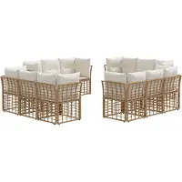 vidaXL Ensemble de canapés d'extérieur avec coussins, 12 pièces, polyester naturel