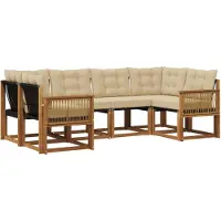 vidaXL Ensemble de canapés d'extérieur , 6 pièces, naturel et beige
