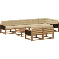 vidaXL Ensemble de canapés d'extérieur avec coussins 9 pièces Nature et Beige