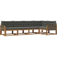 vidaXL Ensemble de canapés d'extérieur , 5 pièces, couleur nature et anthracite