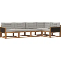 vidaXL Ensemble de canapés d'extérieur avec coussins, 5 pièces, couleur naturelle et gris clair