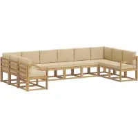 vidaXL Ensemble de canapés d'extérieur avec coussins, 10 pièces, blanc et beige