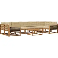 vidaXL Ensemble de canapés d'extérieur avec coussins 8 pièces Nature et Beige