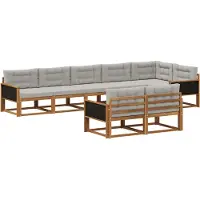 vidaXL Ensemble de canapés d'extérieur avec coussins, 8 pièces, couleur naturelle et gris clair