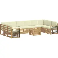 vidaXL Ensemble de canapés d'extérieur avec coussins, 11 pièces, blanc et crème, en polyester
