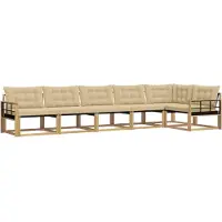 vidaXL Ensemble de salon de jardin 6 pièces, blanc et beige