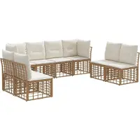 vidaXL Ensemble de canapés d'extérieur avec coussins, 8 pièces, polyester naturel