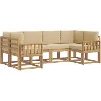 vidaXL Ensemble de canapés d'extérieur avec coussins, 6 pièces, blanc et beige
