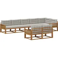 vidaXL Ensemble de canapés d'extérieur avec coussins, 8 pièces, couleur naturelle et gris clair