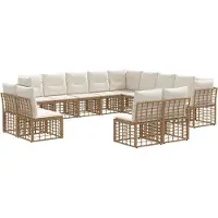 vidaXL Ensemble de canapés d'extérieur , 13 pièces, couleur naturel et blanc crème, en polyester