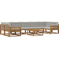 vidaXL Ensemble de canapés d'extérieur avec coussins, 8 pièces, couleur naturelle et gris clair