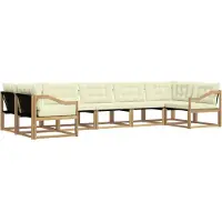 vidaXL Ensemble de canapés d'extérieur avec coussins, 7 pièces, blanc et crème