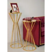 Mauro Ferretti Table ronde en métal doré Ø 38x100 cm