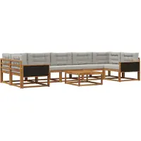 vidaXL Ensemble de canapés d'extérieur avec coussins, 8 pièces, couleur naturelle et gris clair