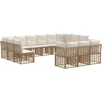 vidaXL Ensemble de canapés d'extérieur , 13 pièces, couleur naturel et blanc crème, en polyester