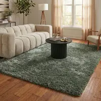 NATURL. Tapis shaggy - Blaze Vert | 160x230 cm | Rectangulaire | Pile haute