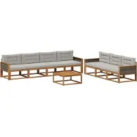 vidaXL Ensemble de canapés d'extérieur avec coussins, 8 pièces, couleur naturelle et gris clair
