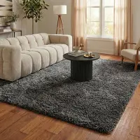NATURL. Tapis shaggy - Blaze Gris | 160x230 cm | Rectangulaire | Pile haute
