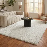 NATURL. Tapis shaggy - Blaze Blanc | 160x230 cm | Rectangulaire | Pile haute