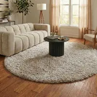 NATURL. Tapis shaggy rond - Blaze Beige/Gris | Ø 100 cm | Rond | Pile haute
