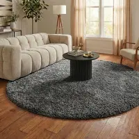 NATURL. Tapis shaggy rond - Blaze Gris | Ø 160 cm | Rond | Pile haute
