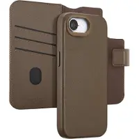 Accezz Étui de télephone portefeuille en cuir 2-en-1 avec MagSafe pour Apple iPhone 17e / 16e - Marron café