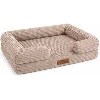 By Cee Cee Panier orthopédique pour chien - Coussin orthopédique pour chien - Lit pour chien - Tissu côtelé - Pour petits chiens - Mocha Taupe - 80x55