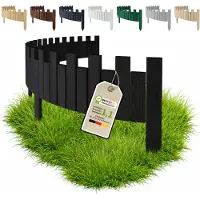 Pemicont Floranica Bordure de Jardin en Bois Clôture d'Extérieur 30 x 200 cm Noir Barrières de Jardin Bordure de Gazon