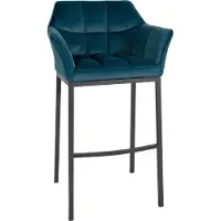CLP Tabouret de bar Damaso B - Velours, noir. Structure à 4 pieds - Vert