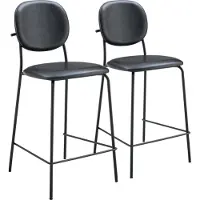 Happy Garden Lot de 2 tabourets de bar en simili noir EDMOND