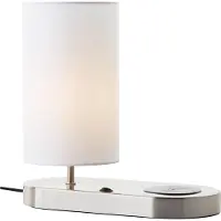 Brilliant Lampe de table 26cm avec support de charge à induction Clarie gris IP20 E14 Compatible avec les ampoules LED