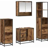 vidaXL Ensemble de meubles de salle de bain, 4 pièces, bois de récupération, 65 x 33 x 60 cm