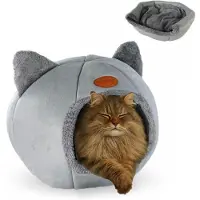 Mobiclinic Pets, Lit pour chats, Nid de caverne, HelloCatty, Lavable en machine, Facile à plier et à ranger, Antidérapant, Design moderne