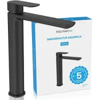 Bächlein Robinet de salle de bains Mizarela haut - noir | Robinet de salle de bains haut au design classique - robinet pour vasque à poser dans la salle de bains