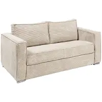 Vente-unique Canapé Convertible Velours 3 Places Beige