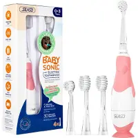Youha - Brosse à dents électrique pour bébé & enfant - IPX7 étanche - 5 brossettes et lumière LED incluses - Pour 0-48 mois - Couleur : rose