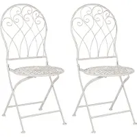 Beliani Chaise de bistrot de jardin en métal blanc décorative pour l'extérieur vintage français style rétro