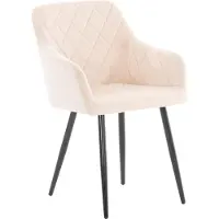 CLP - Chaise de salle à manger Shila, revêtue de velours beige, avec capitonnage