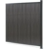 Neu.holz Clôture de jardin « Grassano » - Clôture brise-vue avec 1 poteau - Module d'extension 185 x 175 cm - Résistante aux intempéries - WPC gris