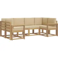 vidaXL Ensemble de canapés d'extérieur avec coussins, 6 pièces, blanc et beige