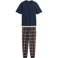 Next Pyjama long bleu marine / marron / blanc