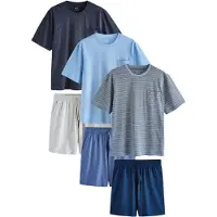Next Pyjama court bleu marine / bleu clair / bleu foncé / gris chiné