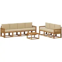 vidaXL Ensemble de salon de jardin 8 pièces, couleurs naturelles et beige, en polyester