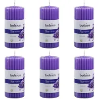 Bolsius Bougies parfumées pilier côtelé 6 pcs 120x58 mm Lavande